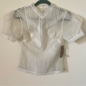 NWT MaxAzria Organza Puff Sleeves Top Size S